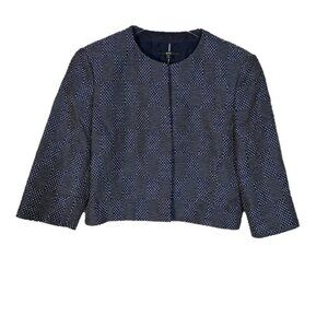 Boss Hugo Boss Navy & White Textured Crop Jacket Size 10